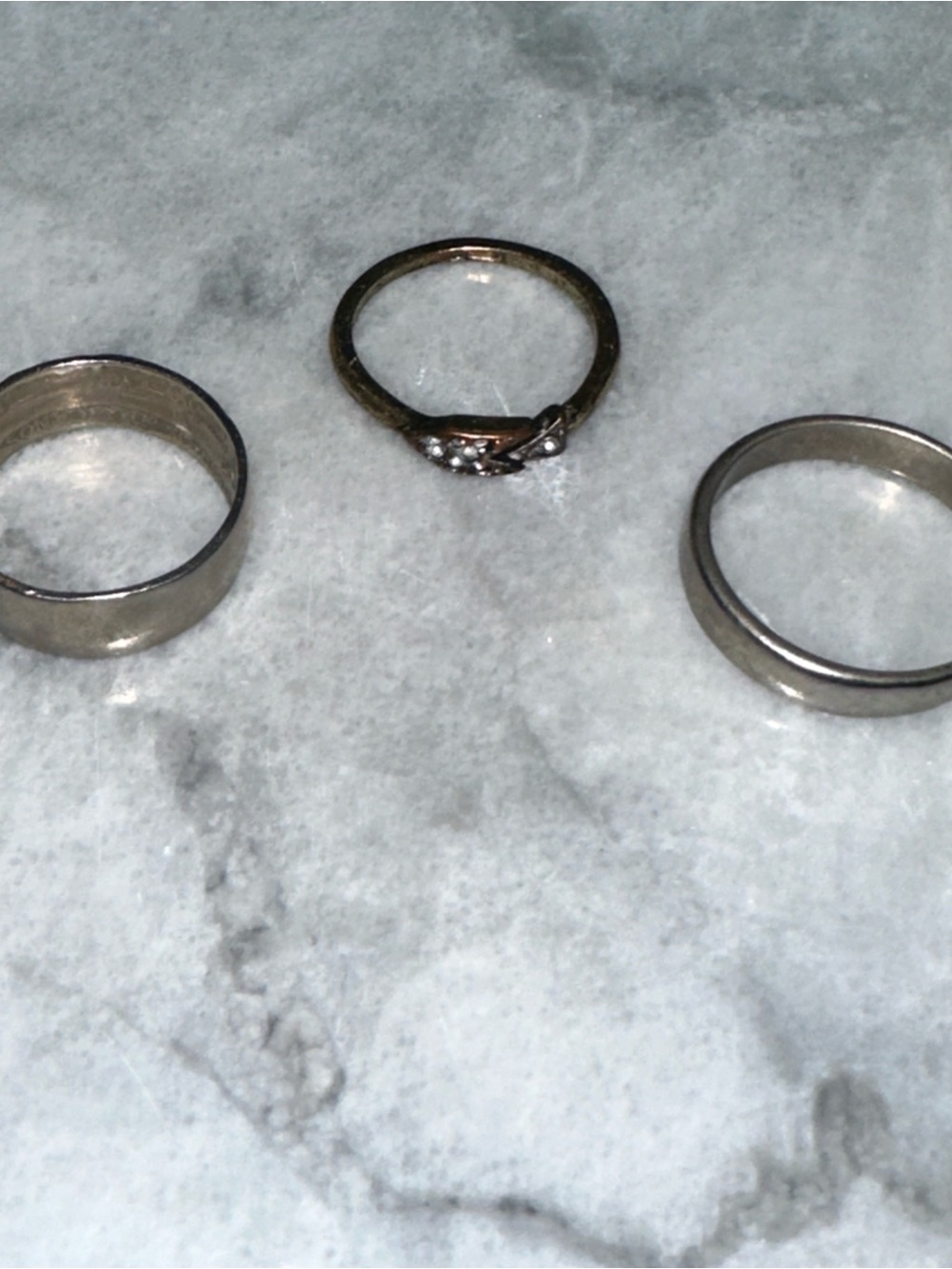 Timeless Silver-Tone Women's 3-Ring Set with Accent Stone